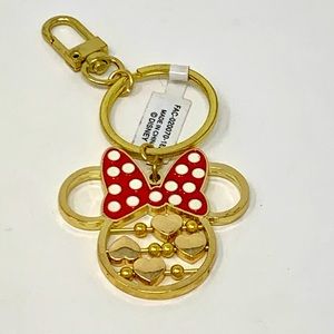 Minnie Mouse keychain gold with red polka dot bow